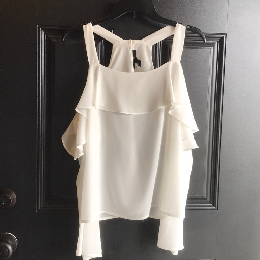 Cold shoulder cream blouse